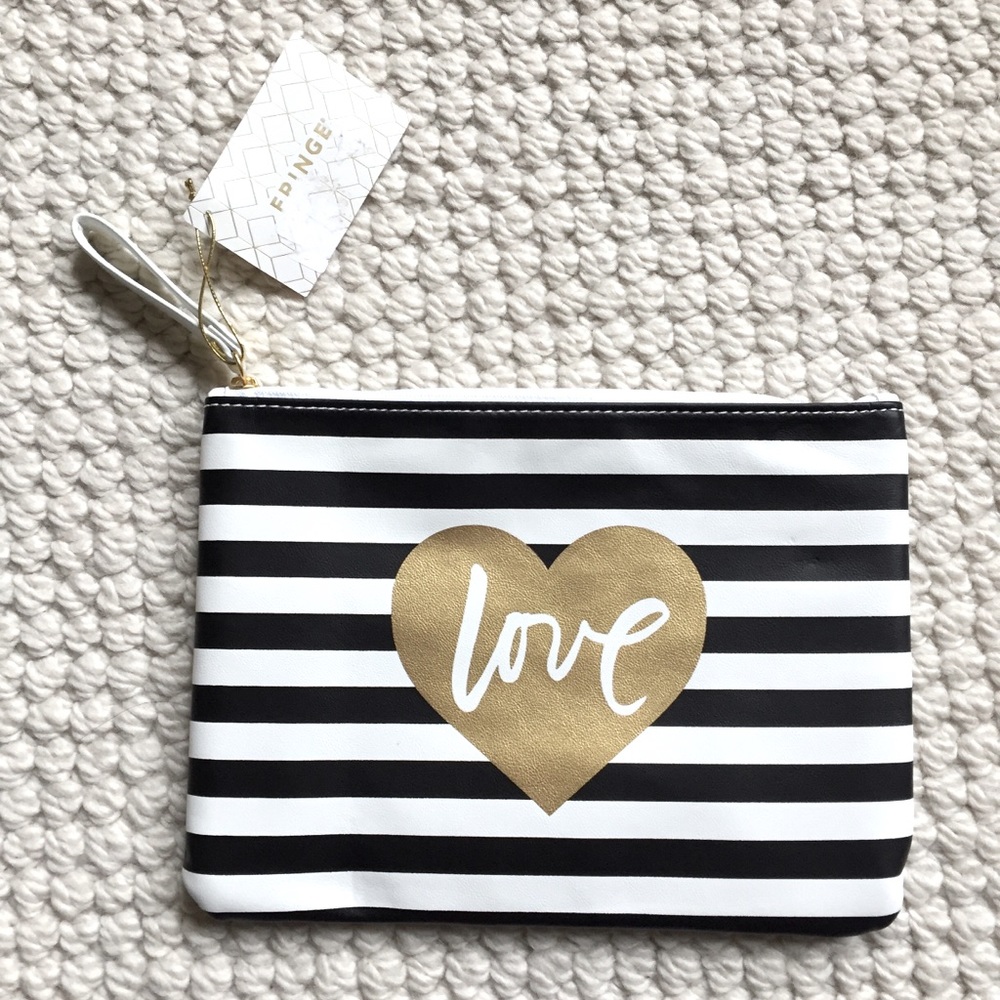 2/$10! NWT Fringe Studio “Love Stripes” pouch